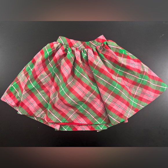 Plaid Green and Red Metallic Silver Stripe Skirt - Picture 1 of 6